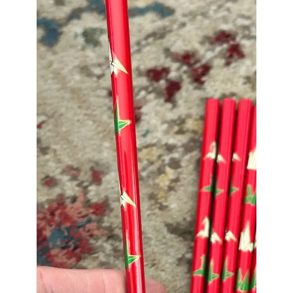 Vintage Red Japanese Wooden Chopsticks Pack Of 3 sets